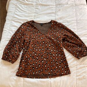 Ann Taylor Brown Leopard Print Blouse